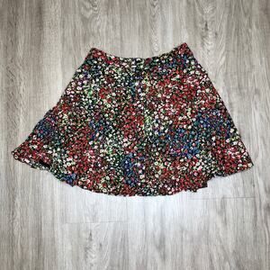 Lucca Couture Women's Multi Color Floral Front Button A-Line Mini Skirt sz XS